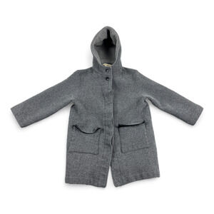 Vintage Eddie Bauer Coat Womens MEDIUM Gray Wool Hooded Heritage Outdoor USA Y2K